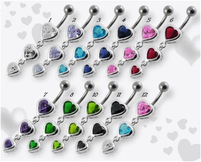 S4U Stříbrný piercing do pupíku - srdíčka (fialová) - BP01266-A - náhled 3