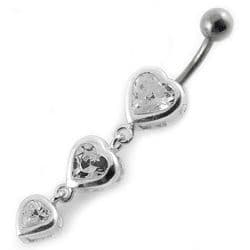 S4U Stříbrný piercing do pupíku - srdíčka (fialová) - BP01266-A - náhled 4
