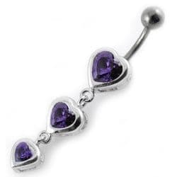 S4U Stříbrný piercing do pupíku - srdíčka (fialová) - BP01266-A - náhled 1
