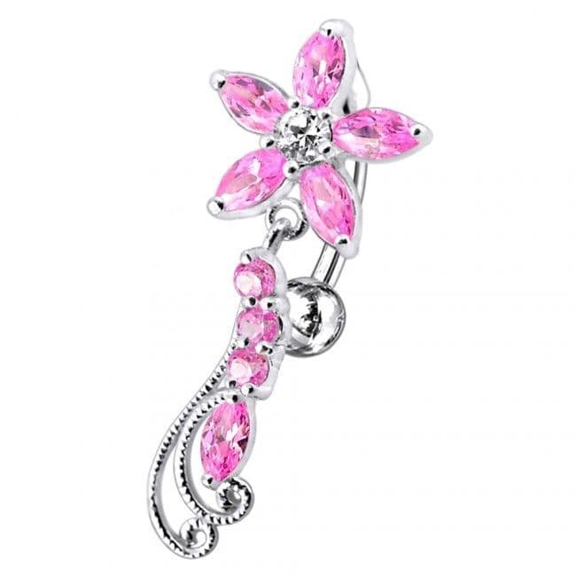S4U Stříbrný piercing do pupíku - kytička
