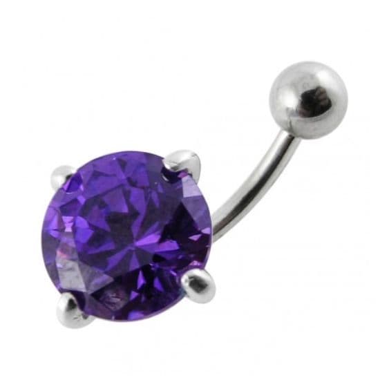 S4U Stříbrný piercing do pupíku - zirkon 12 mm (fialová) - BP01001-A - náhled 1