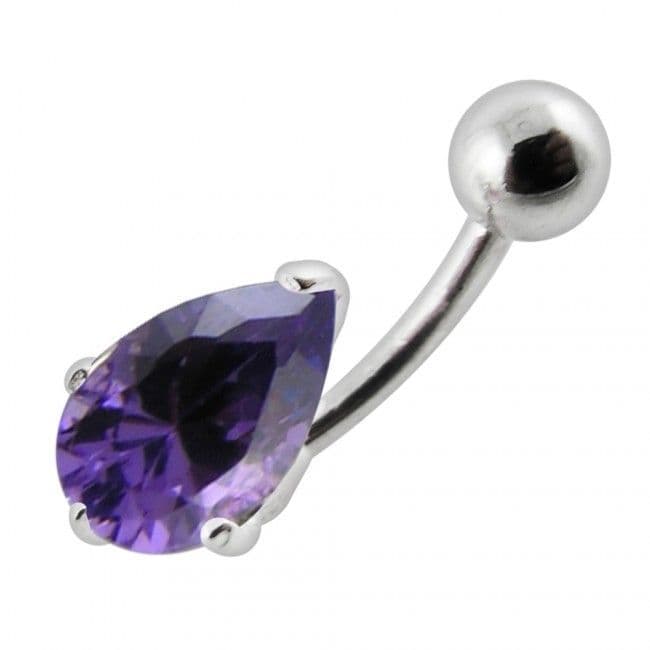 S4U Stříbrný piercing do pupíku - kapka (fialová) - BP01010-A - náhled 1