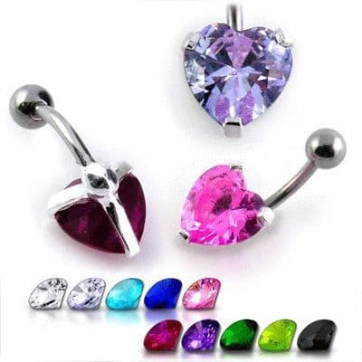S4U Stříbrný piercing do pupíku - srdíčko (fialová) - BP01012-A - náhled 3