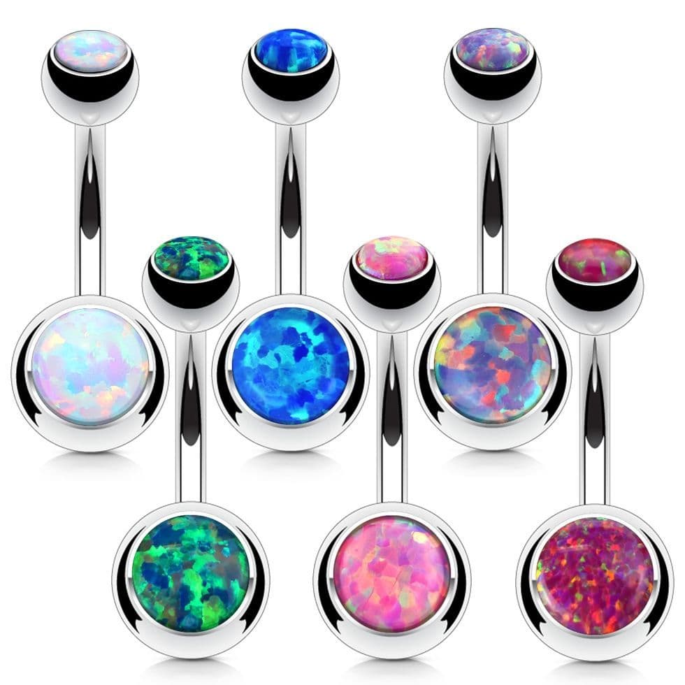Piercing do pupíku - banánek opál (bílá) - náhled 3