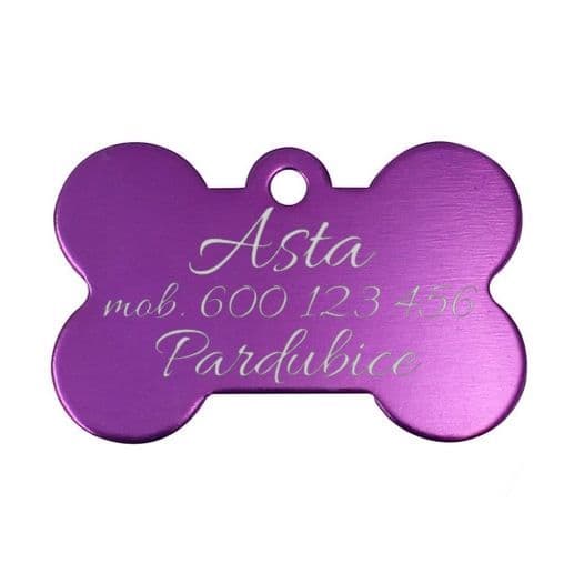 S4U Hliníková psí známka kost (fialová) - PZ003-VI - náhled 1