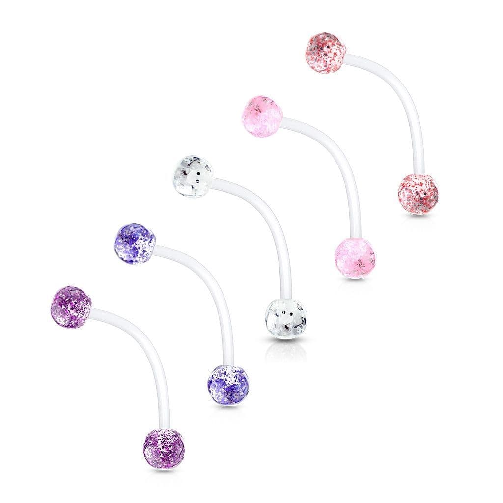 Pružný těhotenský piercing do pupíku (fialová, 1,6 x 25 mm) - náhled 3