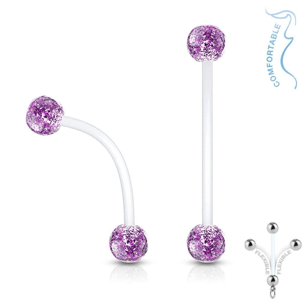 Pružný těhotenský piercing do pupíku (fialová, 1,6 x 25 mm) - náhled 1