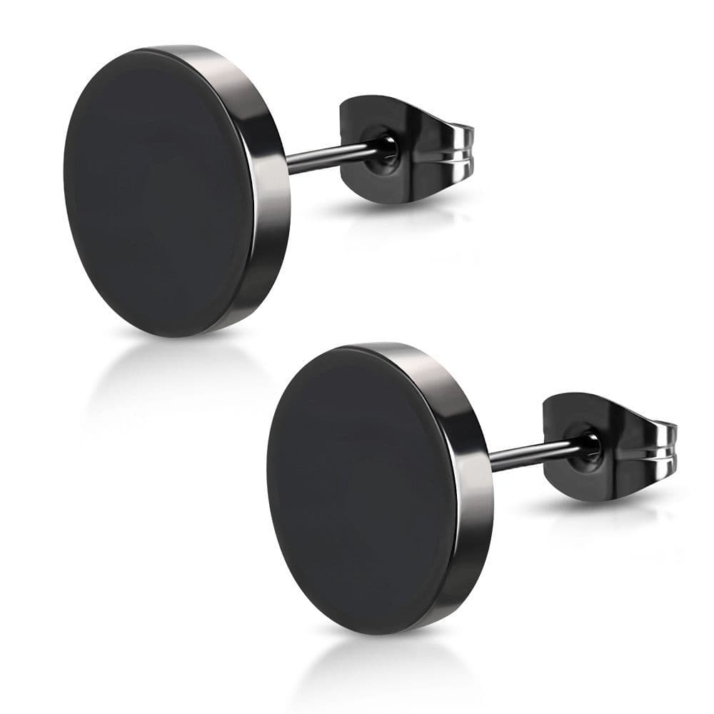 S4U Černé ocelové náušnice placičky 10 mm - OPN1357-10 - náhled 1