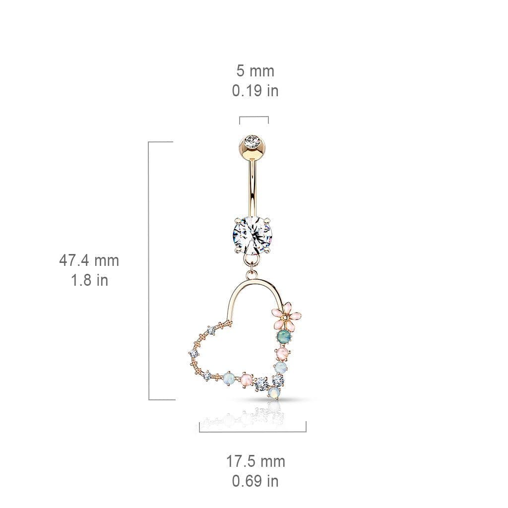 Piercing do pupíku se srdíčkem, čirý zirkon - náhled 3