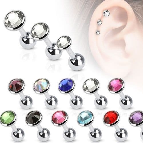 Cartilage piercing do ucha - kámen 3 mm (duhová, 1,2 x 6 mm) - náhled 2