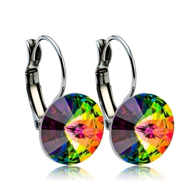 NUBIS Ocelové náušnice s krystaly Swarovski 12 mm, VITRAIL DARK - NBS12-VD