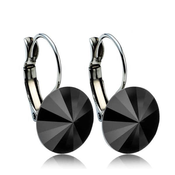 NUBIS Ocelové náušnice s krystaly Swarovski 12 mm, BLACK JET - NBS12-BJ