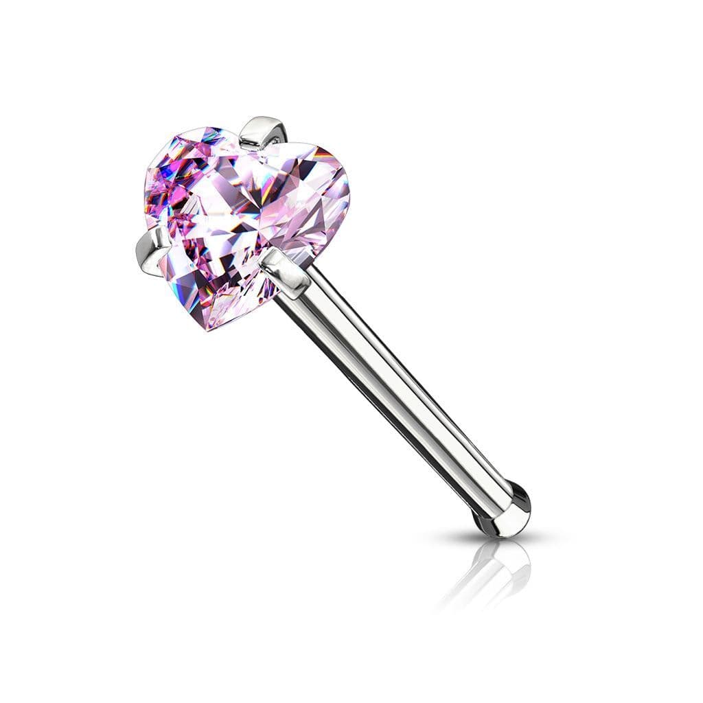 Piercing do nosu srdíčko (růžová) - náhled 1
