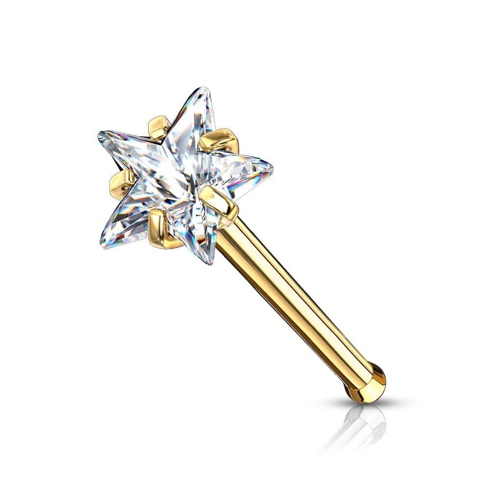Zlacený piercing do nosu hvězdička (růžové zlato) - N0134RDC - náhled 3