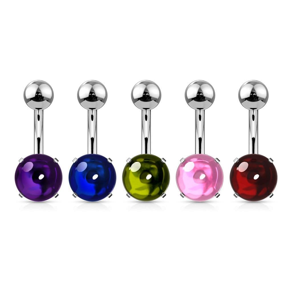 Piercing do pupíku s kulatým kamenem (modrá, 1,6 x 10 mm) - náhled 2