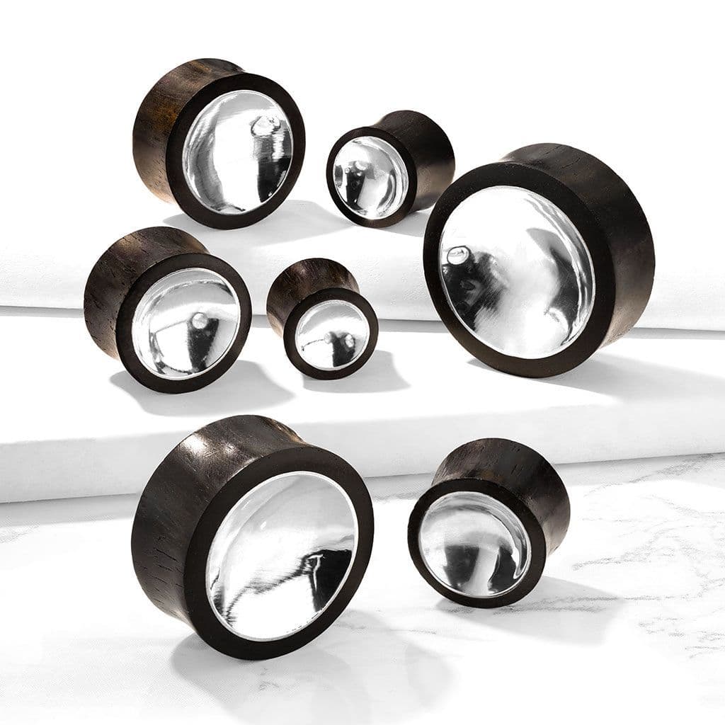 Dřevěný plug se stříbrným středem (10 mm) - PL01258-10 - náhled 3