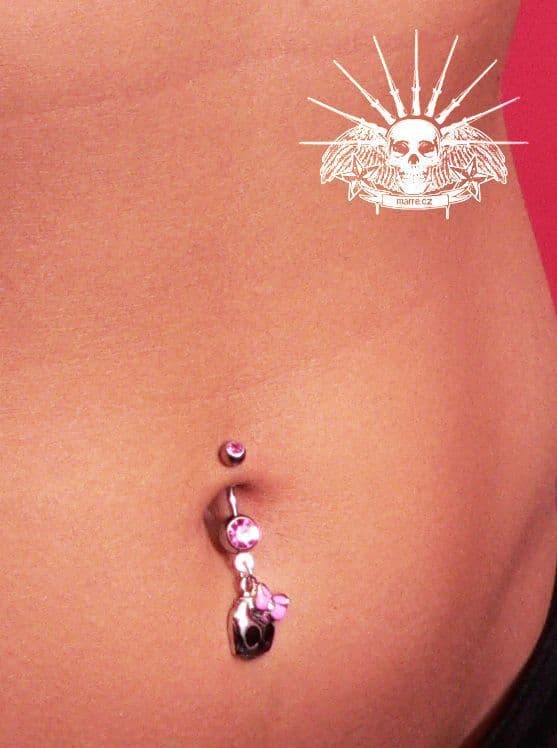 Piercing do pupíku lebka s mašlí HWNAL12776 - náhled 2