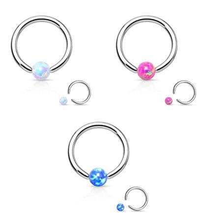Piercing chirurgická ocel kroužek s opálem HWRS05 - náhled 1