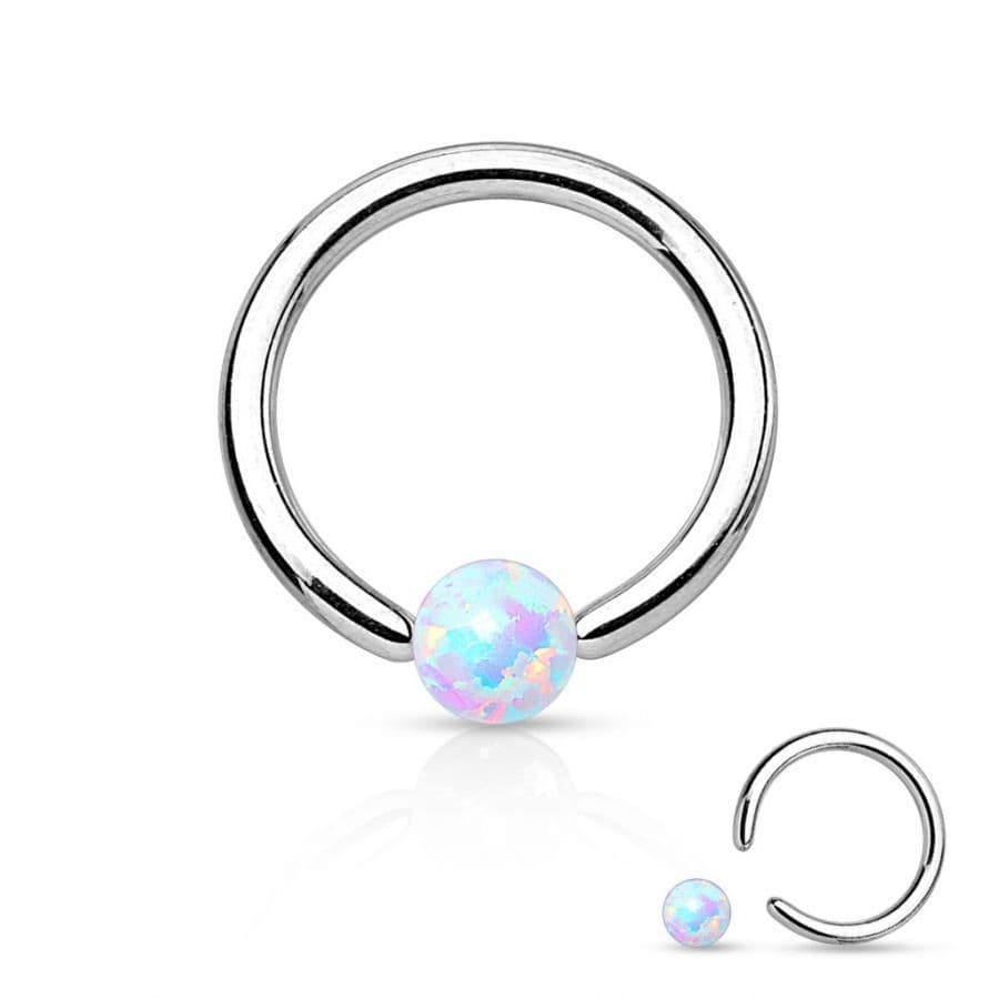 Piercing chirurgická ocel kroužek s opálem HWRS05 - náhled 2