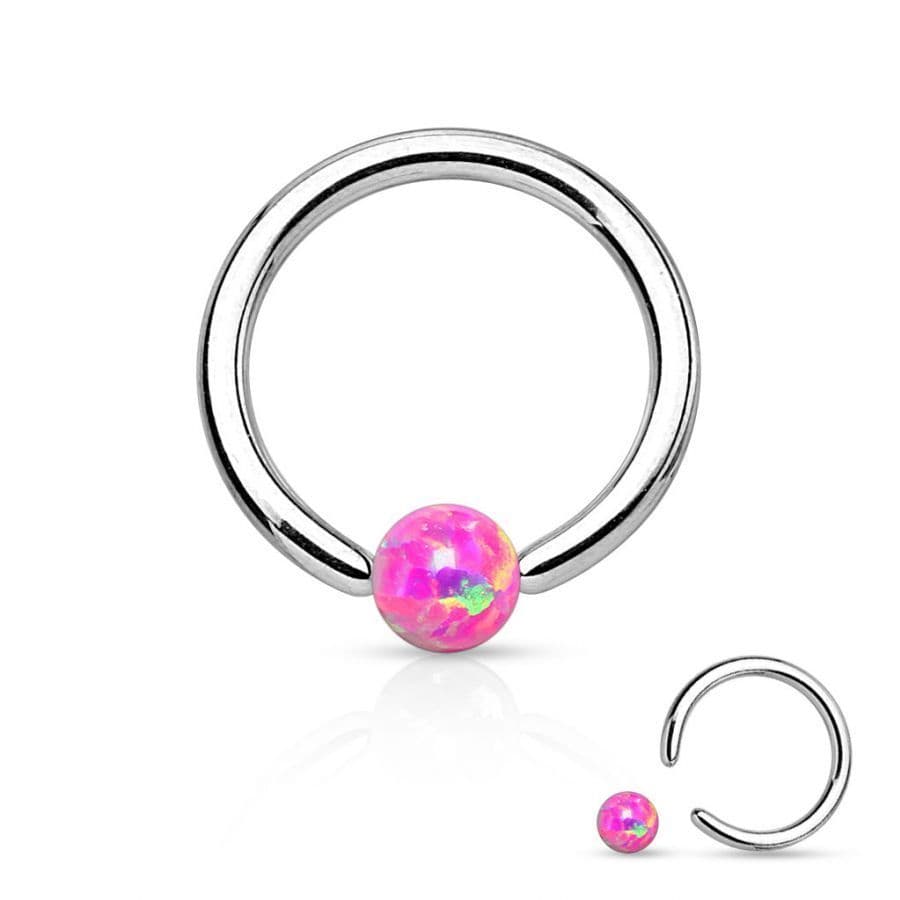Piercing chirurgická ocel kroužek s opálem HWRS05 - náhled 3