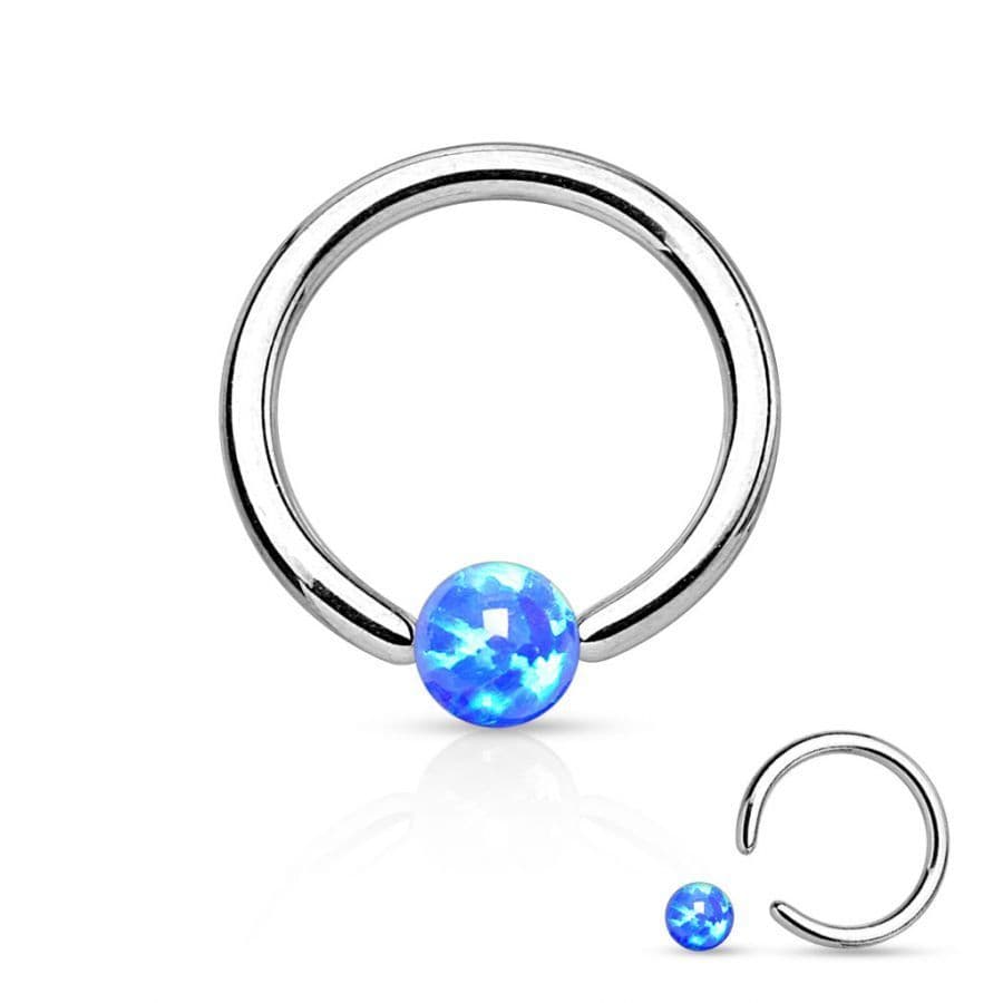 Piercing chirurgická ocel kroužek s opálem HWRS05 - náhled 4