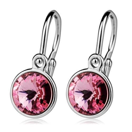Dětské stříbrné náušnice, Crystals from SWAROVSKI, barva: Light Rose - CS1020-LR