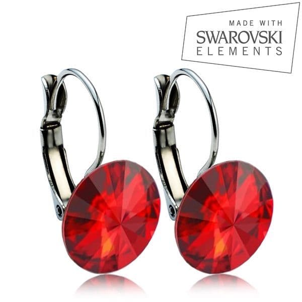 NUBIS Ocelové náušnice s krystaly Swarovski 12 mm, LIGHT SIAM - NBS12-LS