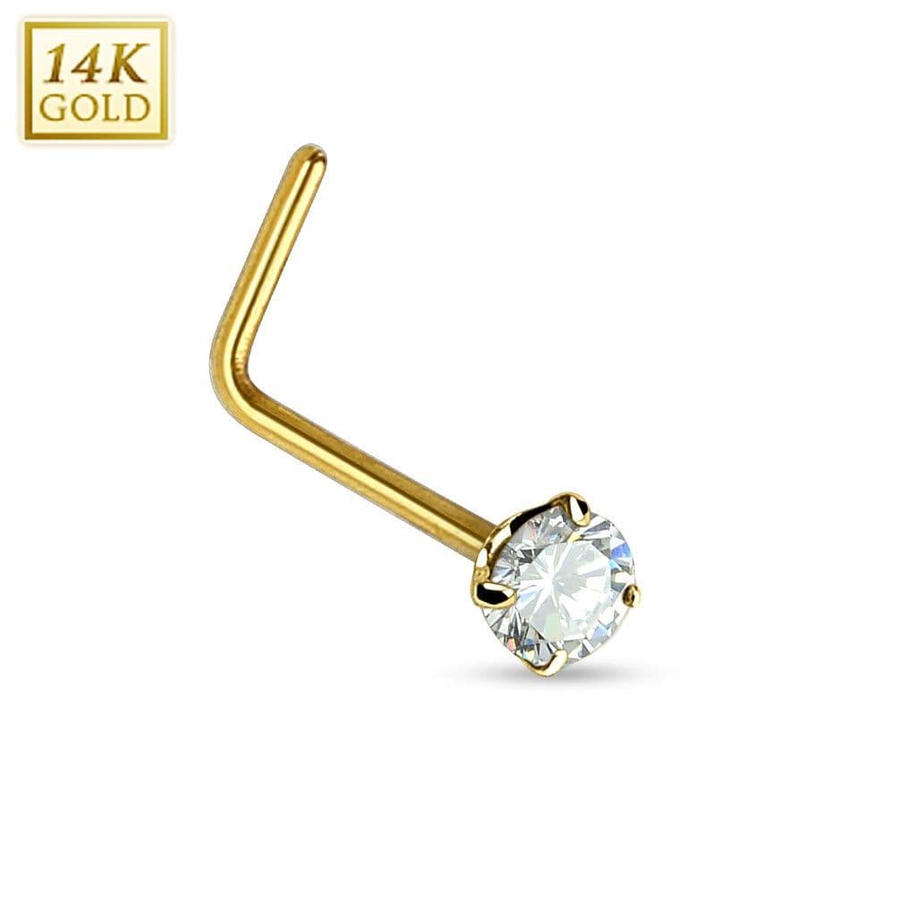 Zlatý piercing do nosu - čirý zirkon, Au 585/1000 - ZL01027C-YG