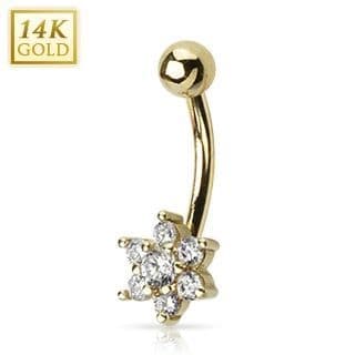 Zlatý piercing do pupíku - kytička, Au 585/1000 - ZL01067-YG - náhled 2