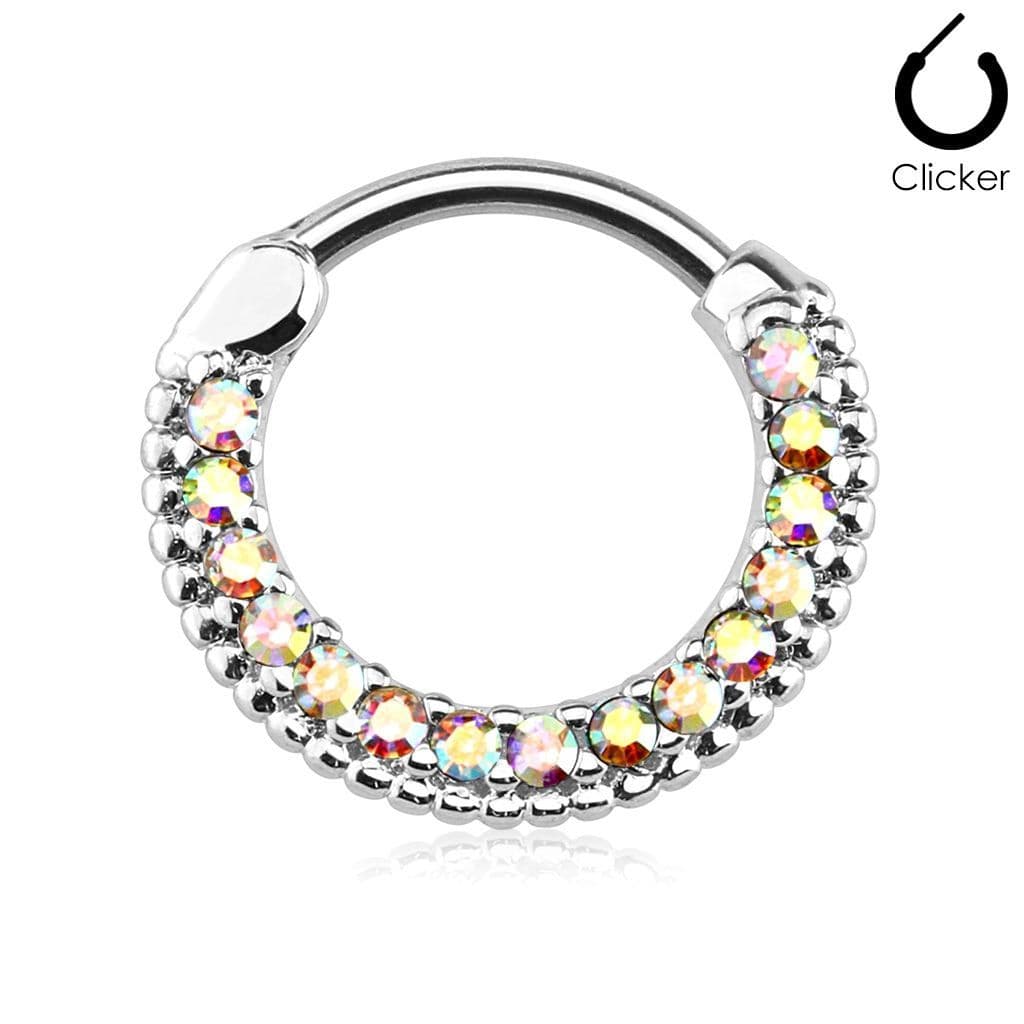 Piercing do nosu - septum, duhové kamínky - NS0031-AB