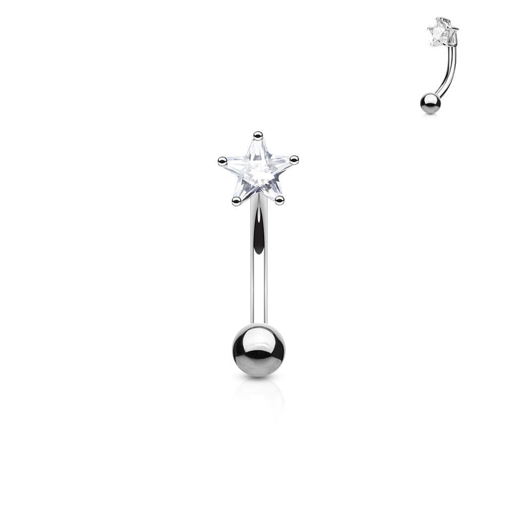 Piercing do obočí - zirkon, čirá barva - OB1004-C