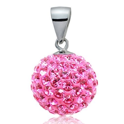 NUBIS Stříbrný přívěsek koule 10 mm s krystaly Crystals from Swarovski, Pink - NS-SWAG-P