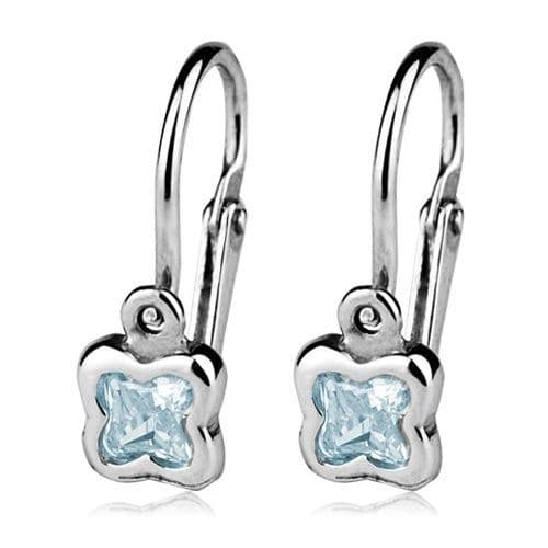 S4U Dětské náušnice stříbrné - kytičky, Aquamarine - CS1130-Q