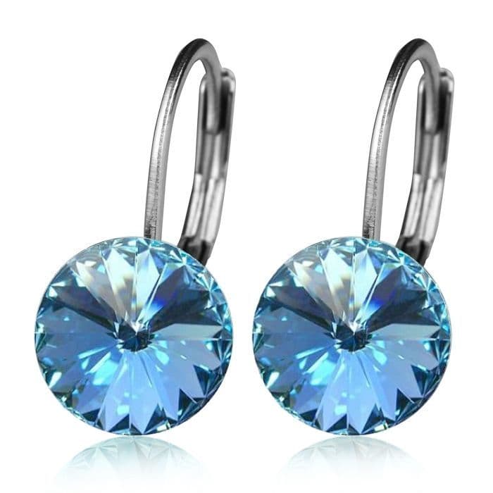 NUBIS Ocelové náušnice s krystaly Swarovski, AQUAMARINE - NBS08-AQ
