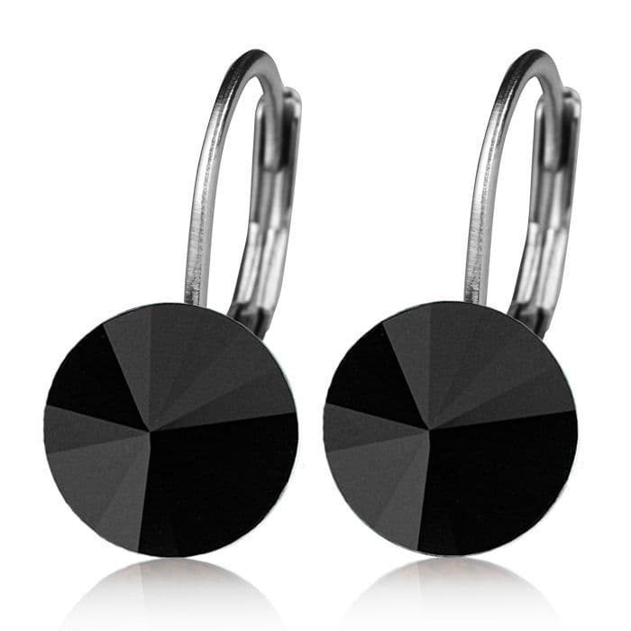 NUBIS Ocelové náušnice s krystaly Swarovski, BLACK JET - NBS08-BJ