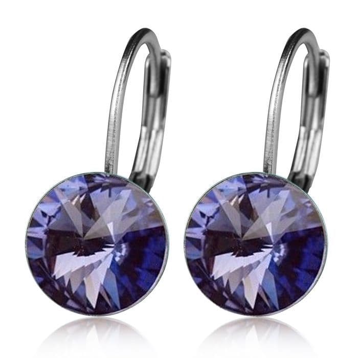 NUBIS Ocelové náušnice s krystaly Swarovski, TANZANITE - NBS08-TZ
