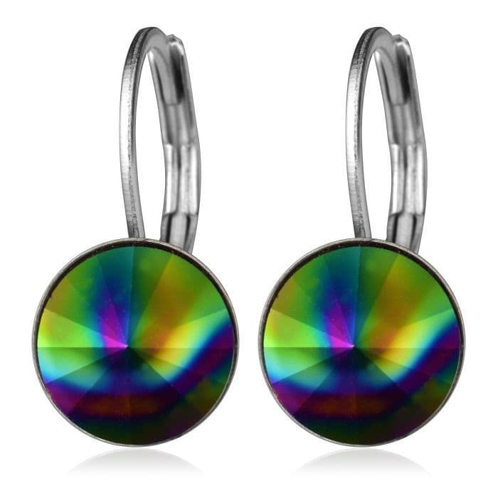 NUBIS Ocelové náušnice s krystaly Swarovski, RAINBOW DARK - NBS08-RD