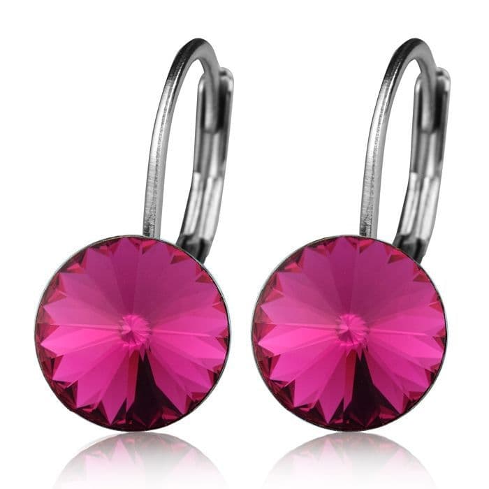 NUBIS Ocelové náušnice s krystaly Swarovski, FUCHSIA - NBS08-FU
