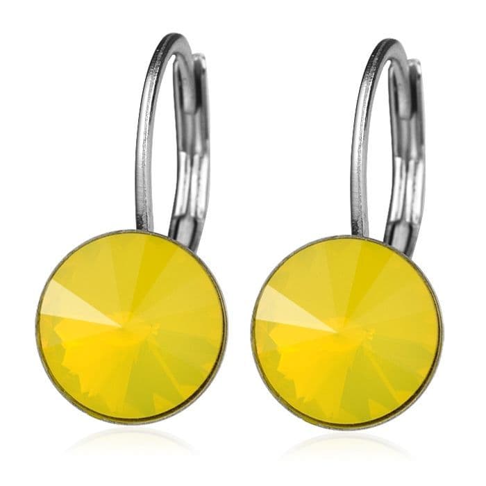 NUBIS Ocelové náušnice s krystaly Swarovski, YELLOW OPAL - NBS08-YO