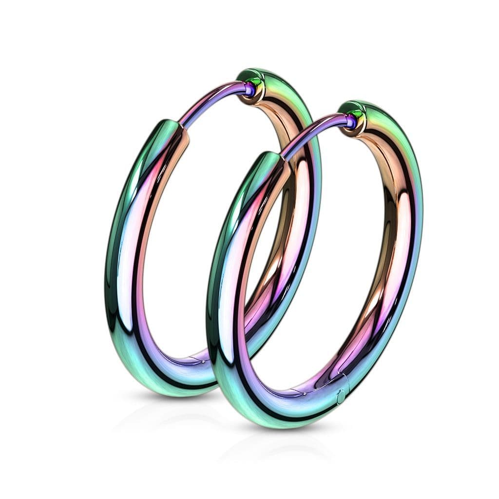 Duhové ocelové náušnice - kruhy 19 mm - OPN1119W-19