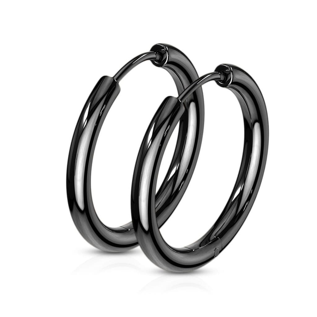 Černé ocelové náušnice - kruhy 19 mm - OPN1119K-19