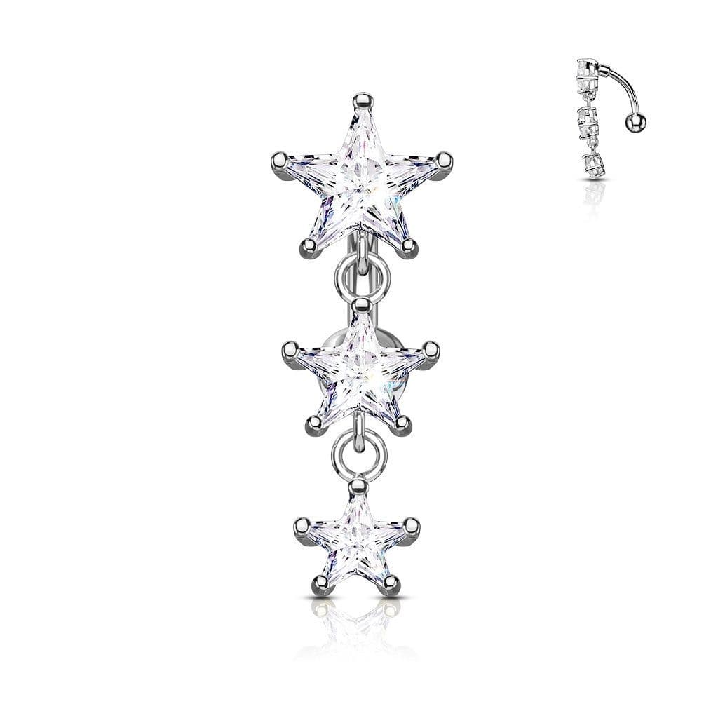 Obrácený piercing do pupíku s hvězdičkami - WP0010-C