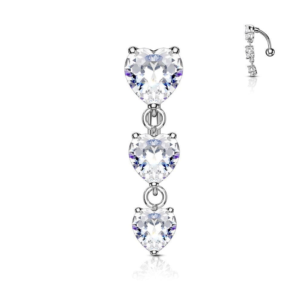 Obrácený piercing do pupíku se  srdíčky - WP0009-C