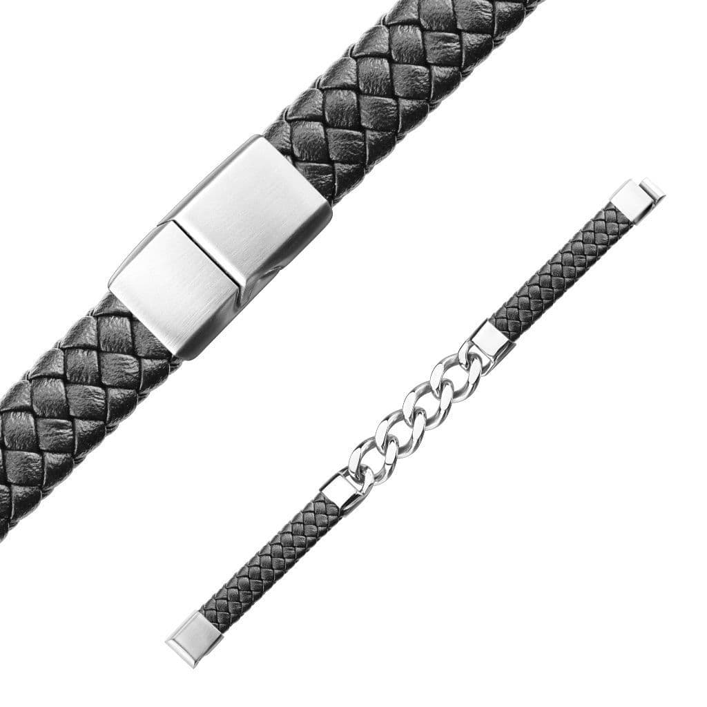 Kožený náramek s řetězem, délka 21,5 cm - náhled 2