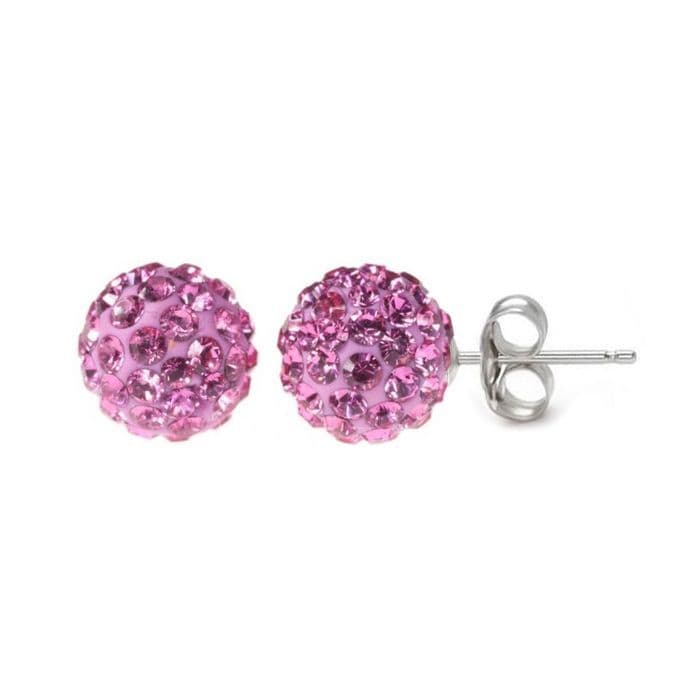 NUBIS Stříbrné náušnice 6mm kuličky Crystals from Swarovski Pink - SWAG06-P