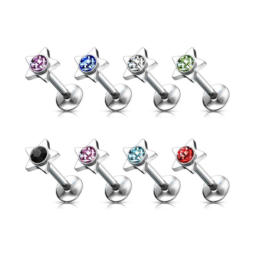 Piercing do brady - labreta hvězda (fialová) - LB01026-A