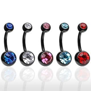 Piercing do pupíku banánek (černá/růžová, 1,6 x 10 mm) - náhled 2