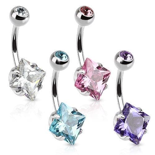 Piercing do pupíku - čtvercový kamínek (fialová) - náhled 2