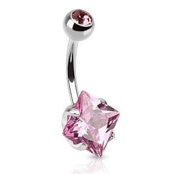 Piercing do pupíku - čtvercový kamínek (fialová) - náhled 4