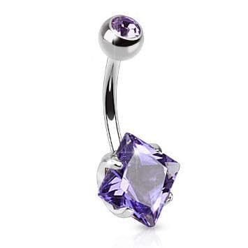 Piercing do pupíku - čtvercový kamínek (fialová) - náhled 1